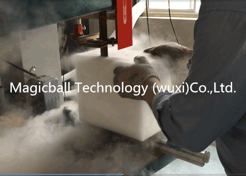 Cutting big dry ice video